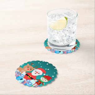 DESSOUS-DE-VERRE EN PAPIER NOËL AVEC PÈRE NOËL ET SES AMIS