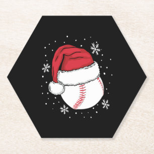 Dessous-de-verre En Papier Noël Baseball Noël Père Noël Sports Lover cadeau