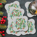 Dessous-de-verre En Papier NOEL Berries et Noël vert<br><div class="desc">Le mot NOEL parmi les feuilles d'hiver et les baies sur un arrière - plan gris (ou toute couleur),  ces dessous de verre en papier sont élégants pour toute occasion de Noël de vacances. CORRESPONDRE des articles dans notre magasin.</div>