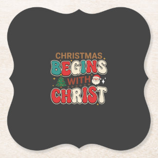 Dessous-de-verre En Papier Noël Commence Avec Christ Rétro Père Noël