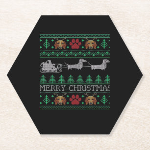 Dessous-de-verre En Papier Noël Dachshund Wiener Dog Dachshund Ugly Chri