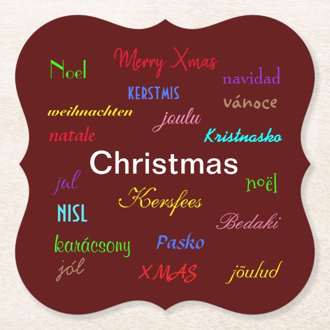 Dessous-de-verre En Papier Noël dans le monde moderne bracelet rouge (Devant)