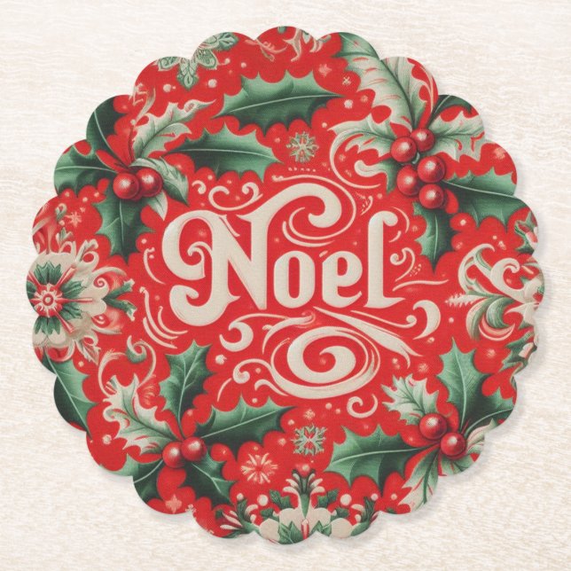 Dessous-de-verre En Papier Noel de Noël Rouge et Vert (Devant)