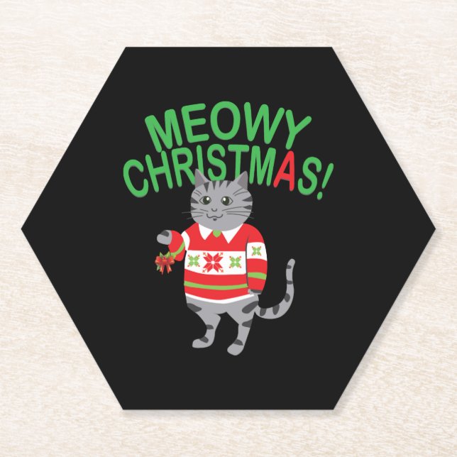 Dessous-de-verre En Papier Noël du chat Meowy (Devant)