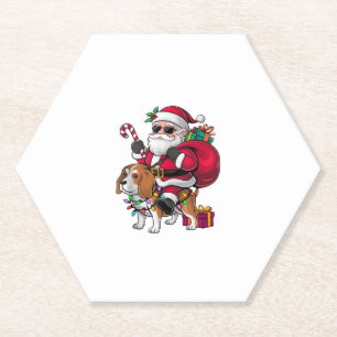 Dessous-de-verre En Papier Noël Éclairage Père Noël équitation Chien Beagle N