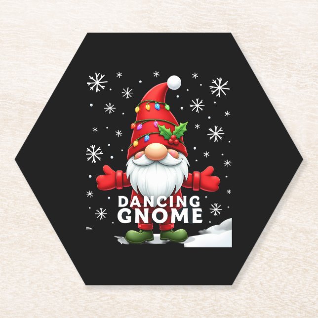 Dessous-de-verre En Papier Noël Gnome Danser Gnome Famille Noël (4) (Devant)