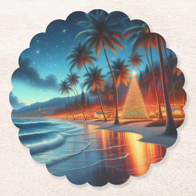 Dessous-de-verre En Papier Noël hawaïen/tropical (Devant)