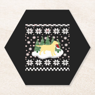 Dessous-de-verre En Papier Noël Jaune Labrador Silhouette Santa Hat Cla