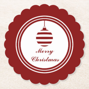 Dessous-de-verre En Papier NOEL Joyeux Noël Vacances Rouge Et Blanc Bauble