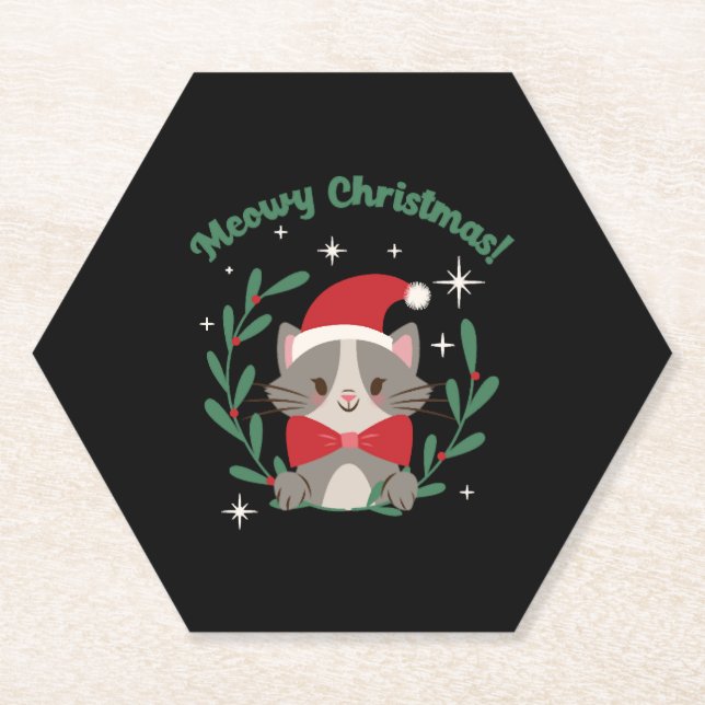 Dessous-de-verre En Papier Noël Meowy (Devant)