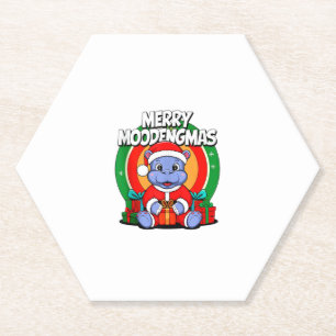 Dessous-de-verre En Papier Noël Moo Deng Merry Moodengmas Baby Hippo Chr