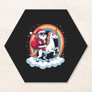 Dessous-de-verre En Papier Noël Père Noël équitation Unicorne Xmas filles fem
