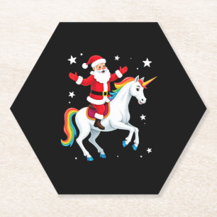 Dessous-de-verre En Papier Noël Père Noël équitation Unicorne Xmas filles fem