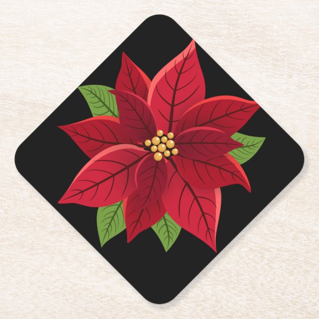 Dessous-de-verre En Papier Noël Poinsettia (Devant)