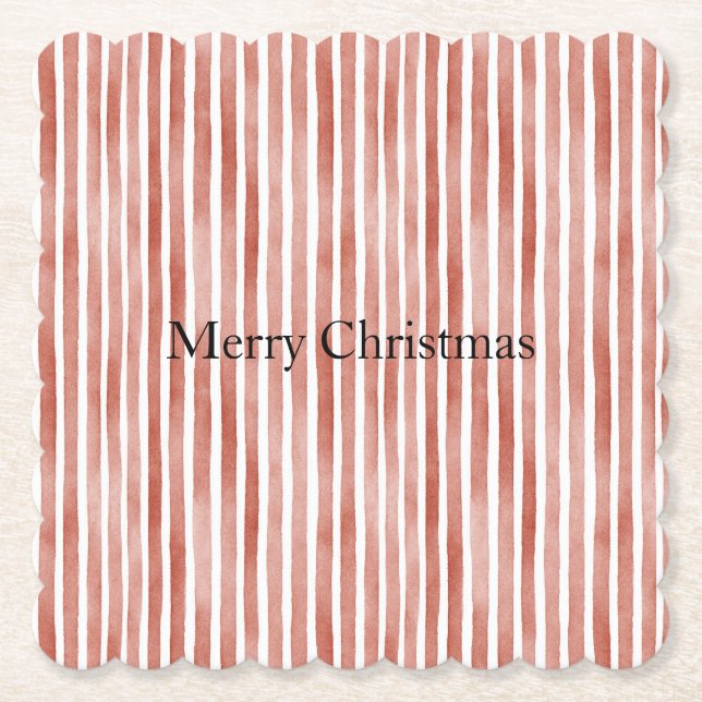 Dessous-de-verre En Papier Noël Rayures Rouges Blanches (Devant)