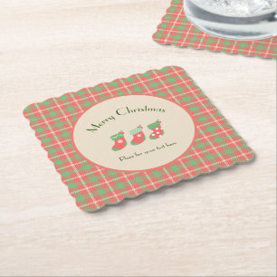 Dessous-de-verre En Papier Noël rouge Plaid