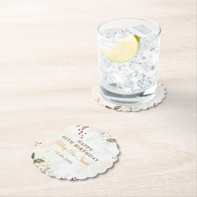 Dessous-de-verre En Papier Noël Rouge Poinsettia Floral fête d'anniversaire (En situation)