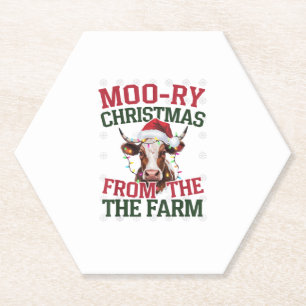 Dessous-de-verre En Papier Noël Vache Moo-ry Noël De La Ferme