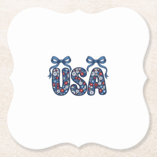 Dessous-de-verre En Papier Nœud floral USA Design vectoriel patriotique_1