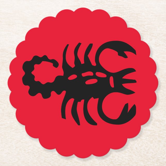 Dessous-de-verre En Papier Noir Scorpion sur Red Scorpio zodiac (Devant)