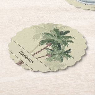 Dessous-de-verre En Papier Nom de famille sur la pétoncle Vintage des palmie