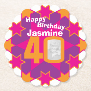 Dessous-de-verre En Papier Nom de joyeux anniversaire quarantième et dessous