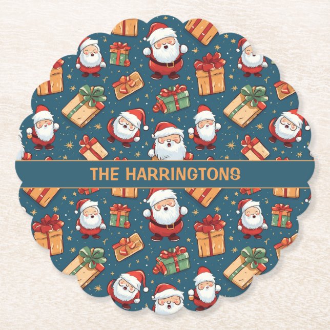 Dessous-de-verre En Papier Nom personnalisé Noël Père Noël (Devant)