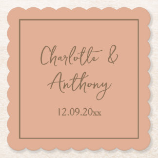 Dessous-de-verre En Papier Noms de calligraphie créative mariage Date