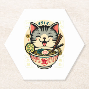 Dessous-de-verre En Papier Noodle de chat japonais Anime ga Kawaii Chat