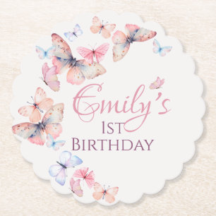 Dessous-de-verre En Papier Notre Petit Papillon -Aquarelle colorée Anniversai