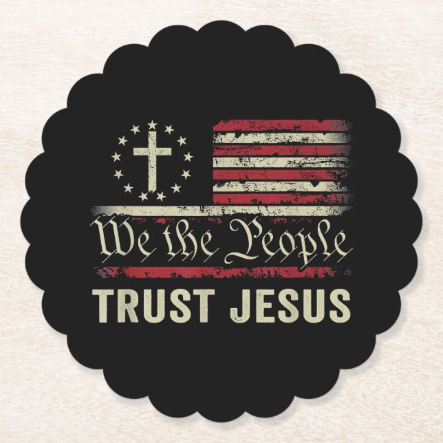 Dessous-de-verre En Papier Nous Le Peuple Confiance Jésus - USA Drapeau Chris (Devant)