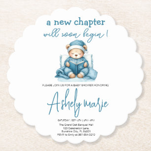 Dessous-de-verre En Papier Nouveau Chapitre Teddy bleu garçon baby shower Our