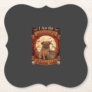 Dessous-de-verre En Papier Nuit Américaine M'effraye Halloween Pug Lune Tomba
