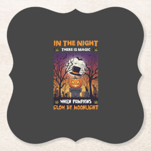 Dessous-de-verre En Papier Nuit Halloween Citrouille Haut de Forme Lune Cimet