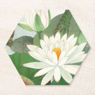 Dessous-de-verre En Papier Nymphaea lotus, gravure sur bois japonaise, 1917