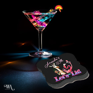 Dessous-de-verre En Papier Obtenons Lit Adult Neon Cocktail Anniversaire
