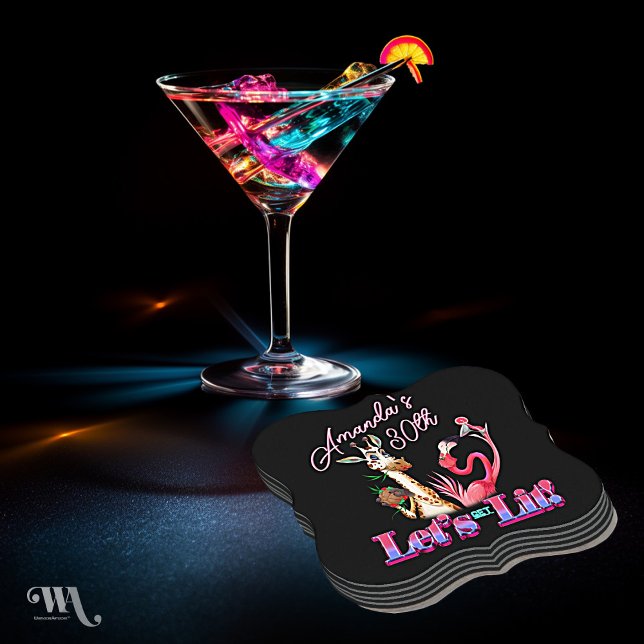 Dessous-de-verre En Papier Obtenons Lit Adult Neon Cocktail Anniversaire (Créateur téléchargé)