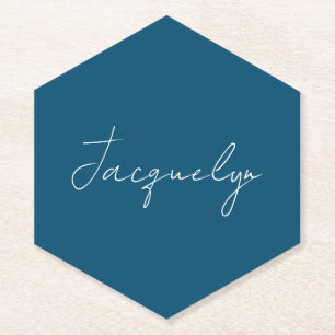 Dessous-de-verre En Papier Ocean Blue Plain élégant moderne minimaliste Nom