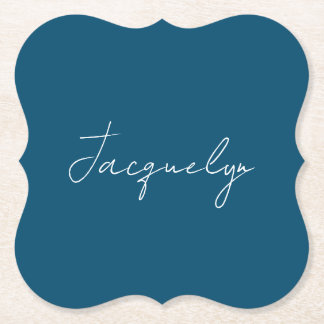 Dessous-de-verre En Papier Ocean Blue Plain élégant moderne minimaliste Nom