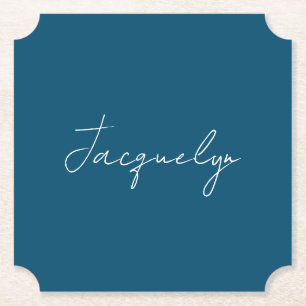 Dessous-de-verre En Papier Ocean Blue Plain élégant moderne minimaliste Nom