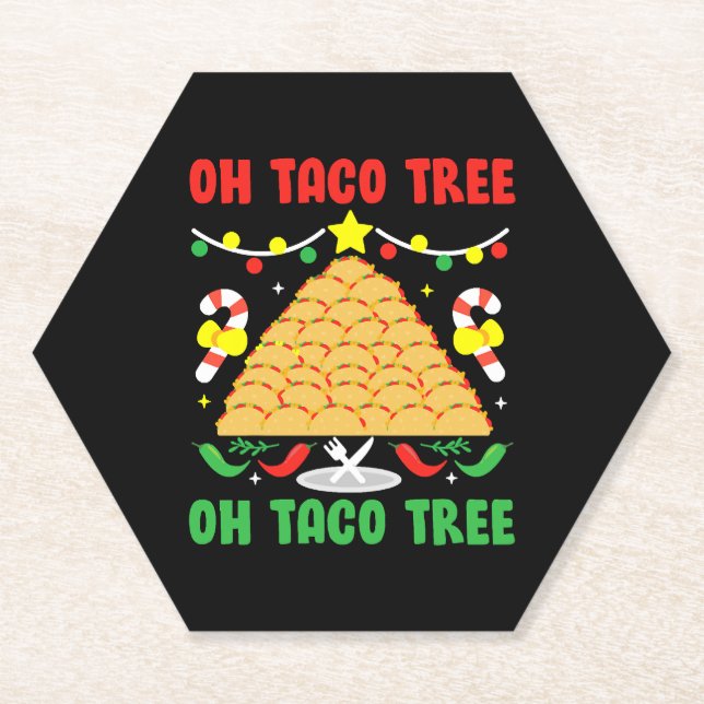 Dessous-de-verre En Papier Oh Taco Tree Food mexicain Taco Lover Noël (Devant)