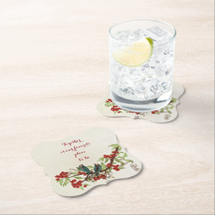 Dessous-de-verre En Papier Oiseaux rouges et bleus vintages Citation florale