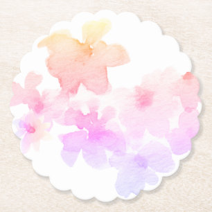 Dessous-de-verre En Papier *~* Ombre Peach Rose Floral Aquarelle douce