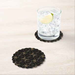 Dessous-de-verre En Papier Or Moderne Luxe Marbre Noir & Or