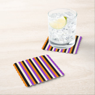 Dessous-de-verre En Papier Orange Violet Noir Rayure Halloween
