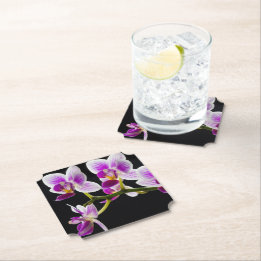 Dessous-de-verre En Papier Orchidée blanche et violette
