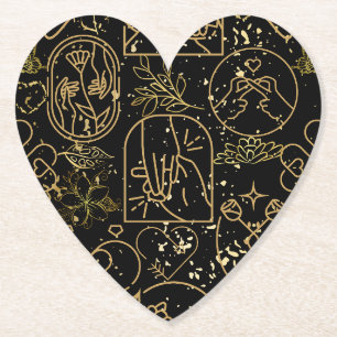 Dessous-de-verre En Papier Ornements mariages motif en Gold Black BG