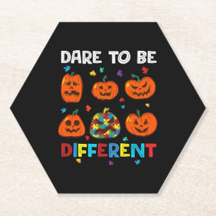 Dessous-de-verre En Papier Oser être différent Citrouille Autisme Halloween