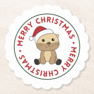 Dessous-de-verre En Papier Otter Noël Neige Animaux d'hiver Otter Paper Co