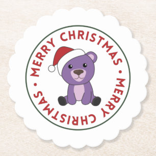 Dessous-de-verre En Papier Ours colorés Joyeux Noël Animaux d'hiver Ours